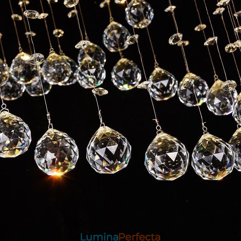Plafoniera rotundă cu picătură de ploaie candelabru modern din cristal