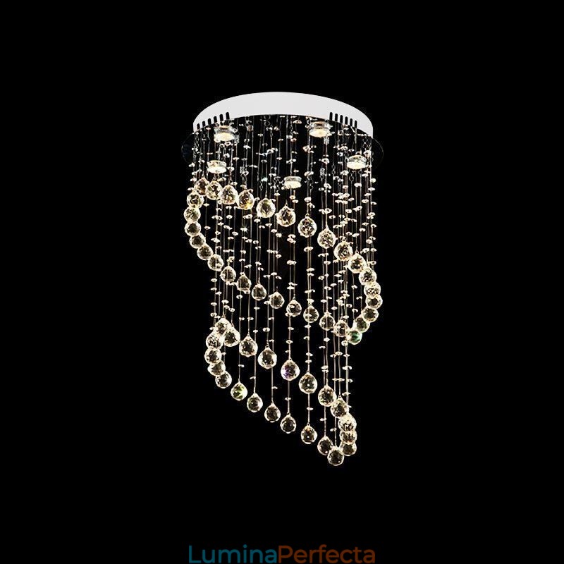 Plafoniera rotundă cu picătură de ploaie candelabru modern din cristal