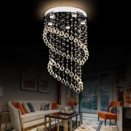 Plafoniera rotundă cu picătură de ploaie candelabru modern din cristal