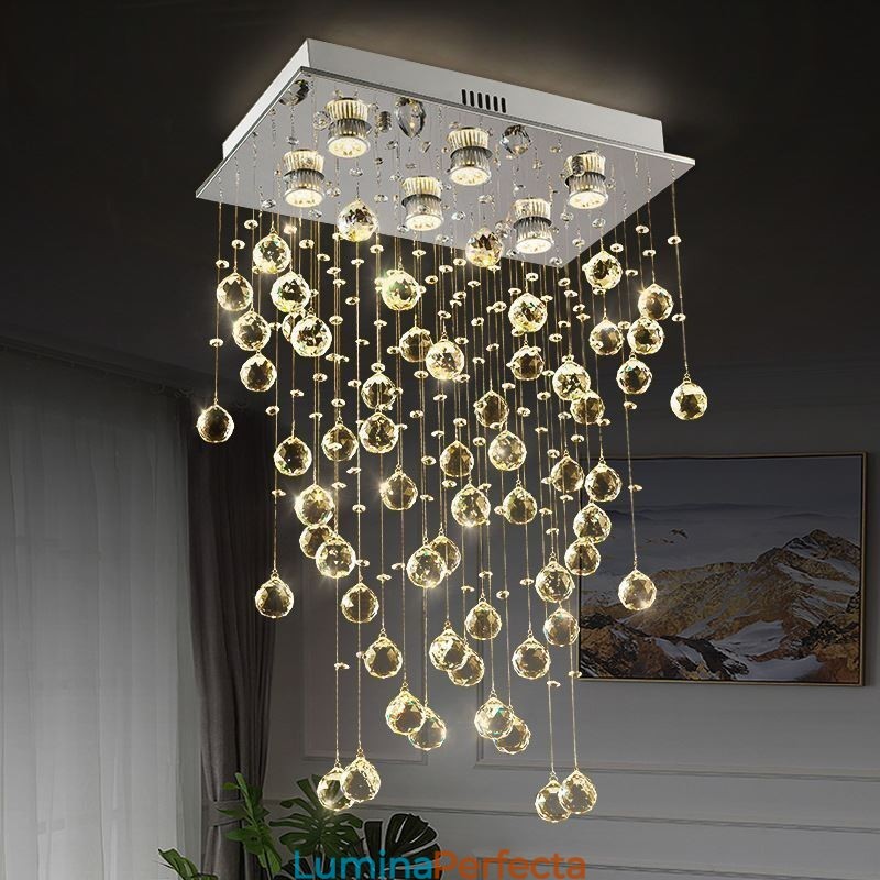 Plafoniera modernă cu lustre din cristal