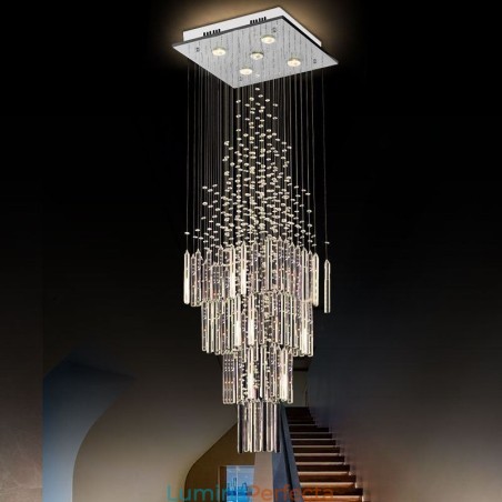 Candelabru din cristal modern pătrat Contemporan Elegant Plafoniera Duplex Scară Candelabru din cristal modern pătrat Contemporan Elegant Plafoniera Duplex Scară
