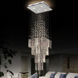Candelabru din cristal modern pătrat Contemporan Elegant Plafoniera Duplex Scară