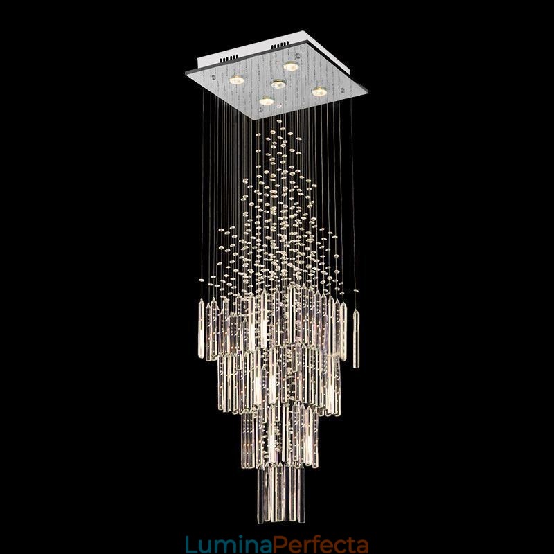 Candelabru din cristal modern pătrat Contemporan Elegant Plafoniera Duplex Scară