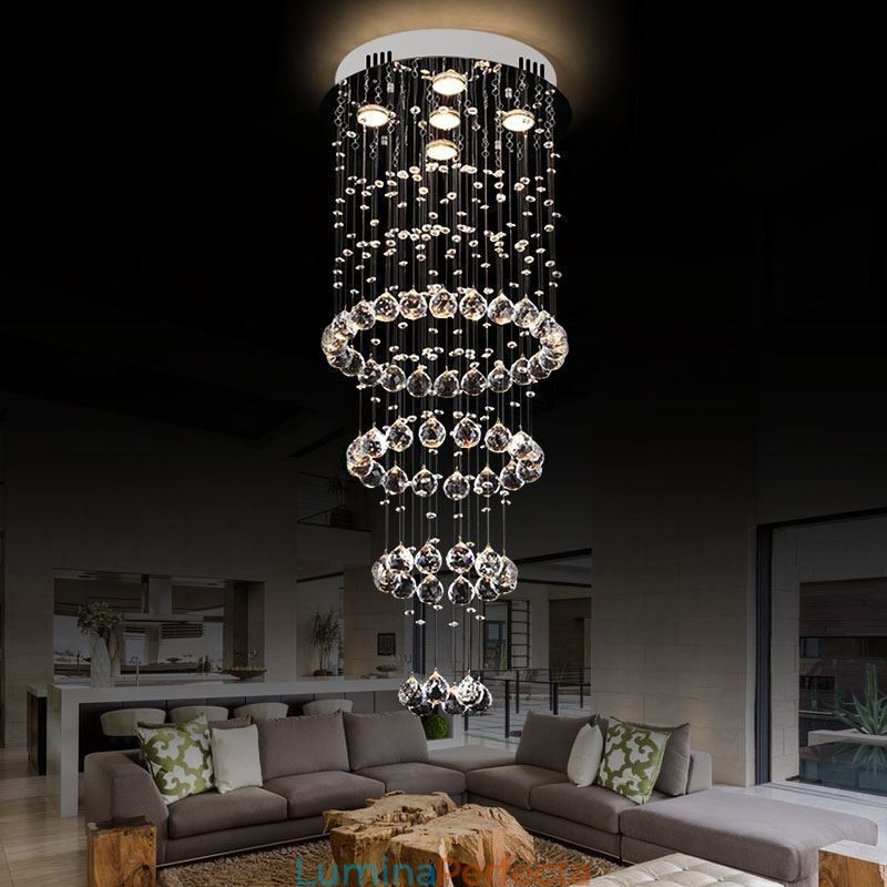 Candelabru Cristal Contemporan Elegant Plafoniera Duplex Scara