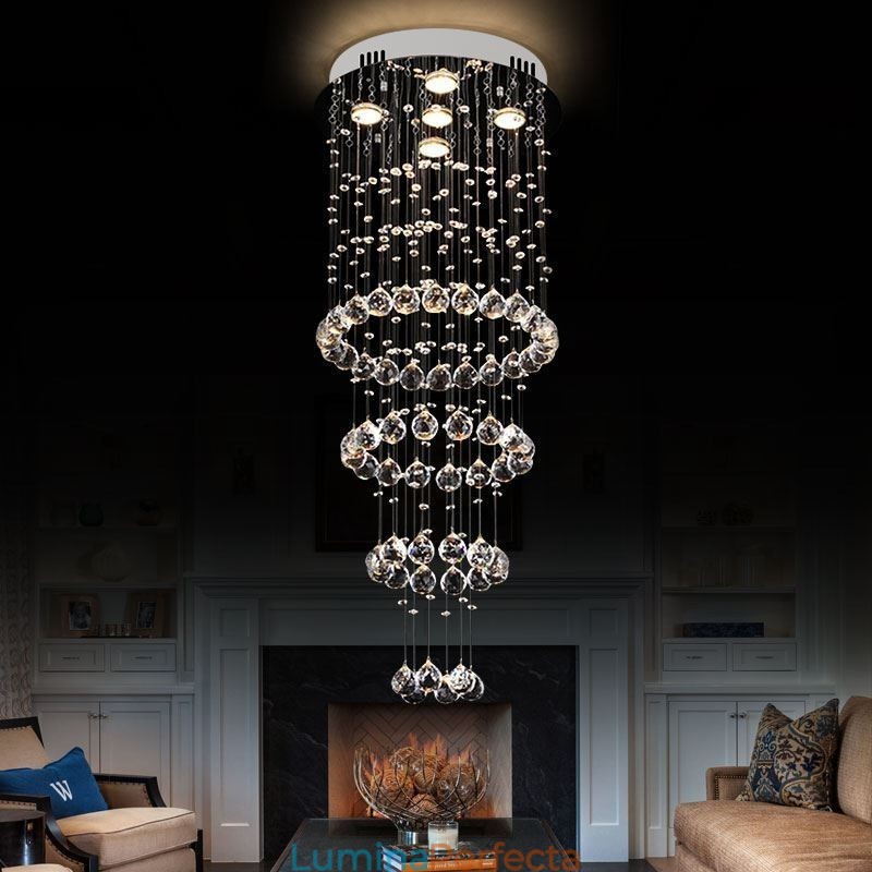 Candelabru Cristal Contemporan Elegant Plafoniera Duplex Scara