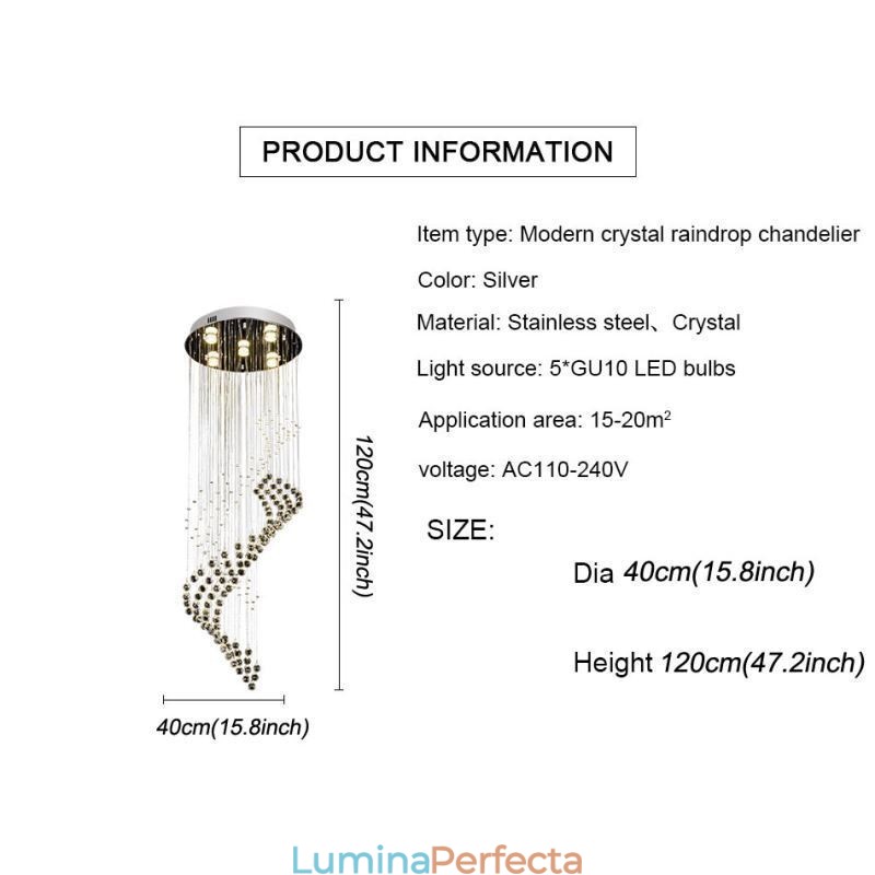 Candelabru elegant din cristal Raindrop Plafoniere Foyer