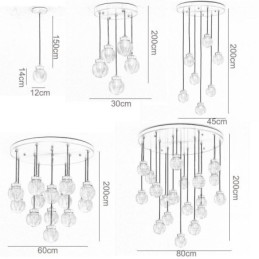 Lampă suspendată American Cluster Plafoniera cu bile de sticlă de lux