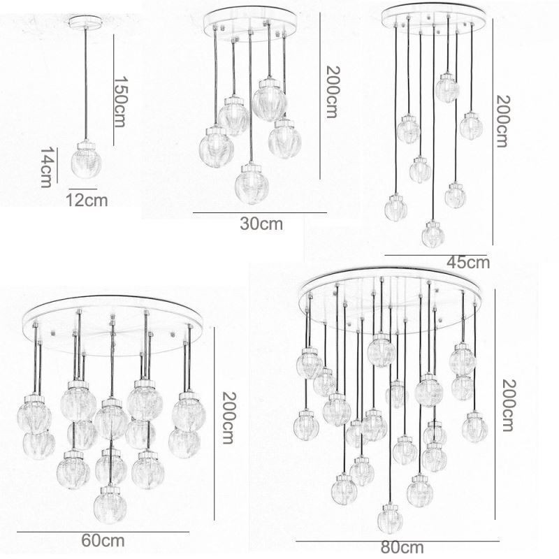 Lampă suspendată American Cluster Plafoniera cu bile de sticlă de lux