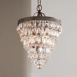 Plafoniera din cristal american, retro, pendanta rotundă
