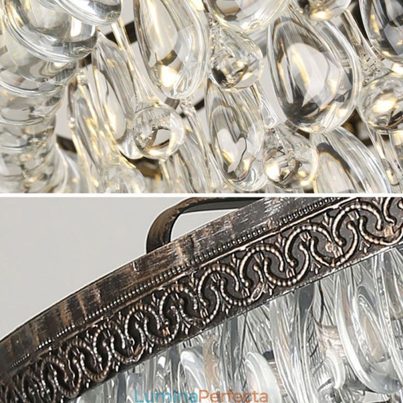 Plafoniera din cristal american, retro, pendanta rotundă