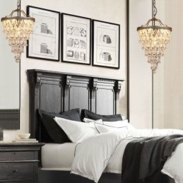 Plafoniera din cristal american, retro, pendanta rotundă