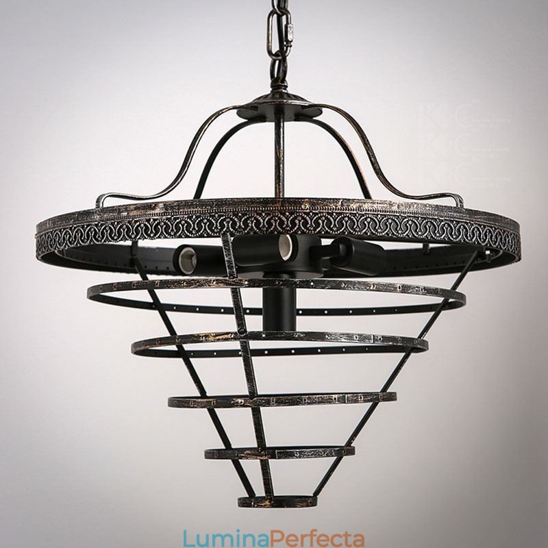 Plafoniera din cristal american, retro, pendanta rotundă