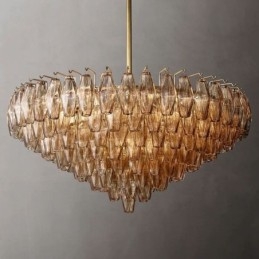 American Pendant Lampa Sticla Plafoniera Chihlimbar Transparenta 90cm 14 Lumini
