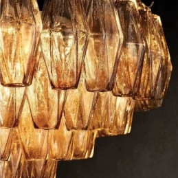 American Pendant Lampa Sticla Plafoniera Chihlimbar Transparenta 90cm 14 Lumini