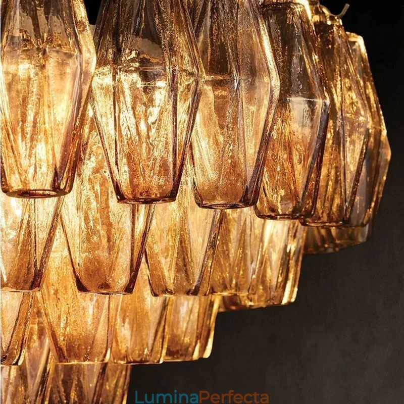 American Pendant Lampa Sticla Plafoniera Chihlimbar Transparenta 90cm 14 Lumini