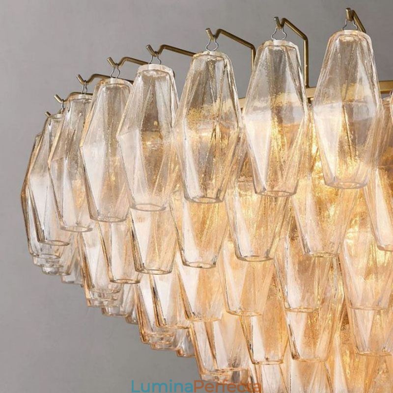 American Pendant Lampa Sticla Plafoniera Chihlimbar Transparenta 90cm 14 Lumini
