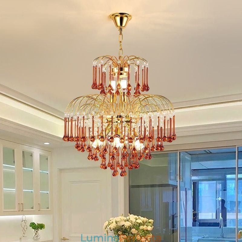 Lampă suspendată din cristal Plafoniera decorativă duplex elegantă