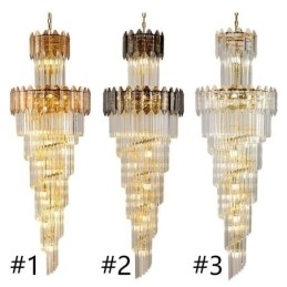 Plafoniera decorativă duplex de lux, cu pandantiv din cristal