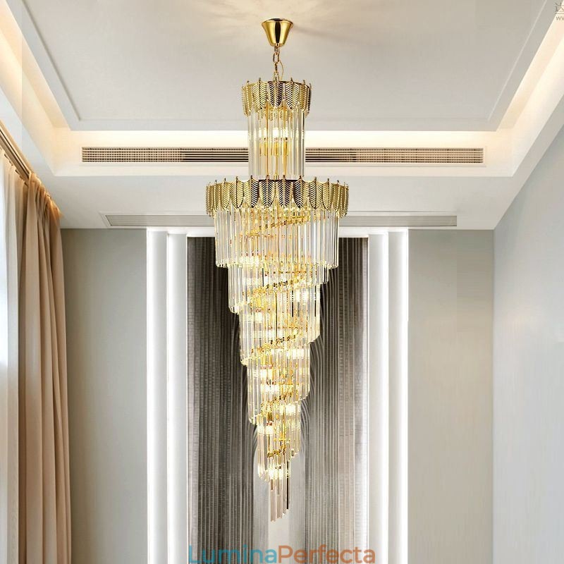 Plafoniera decorativă duplex cu pandantiv din cristal