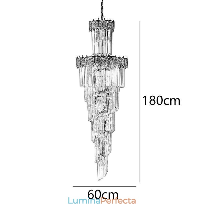 Plafoniera decorativă duplex cu pandantiv din cristal