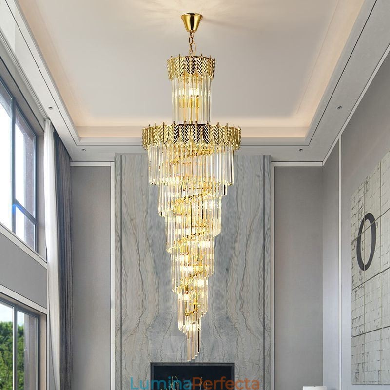 Plafoniera decorativă duplex cu pandantiv din cristal