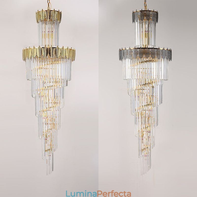 Plafoniera decorativă duplex cu pandantiv din cristal