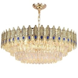 Plafoniera decorativă duplex din cristal cu pană de aur