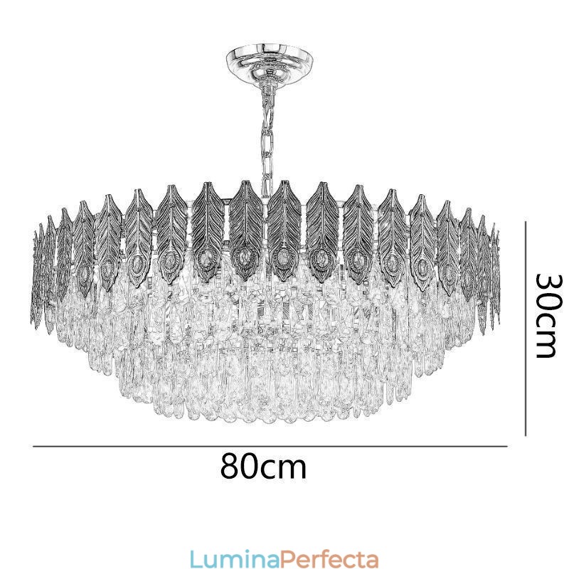 Plafoniera decorativă duplex din cristal cu pană de aur
