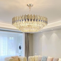 Plafoniera decorativă duplex din cristal cu pană de aur