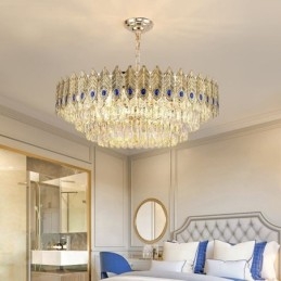 Plafoniera decorativă duplex din cristal cu pană de aur