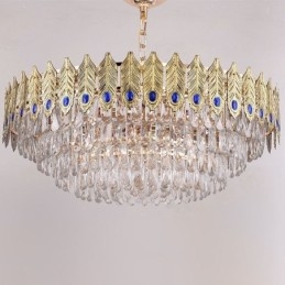 Plafoniera decorativă duplex din cristal cu pană de aur
