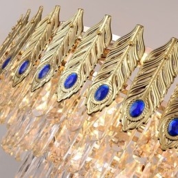 Plafoniera decorativă duplex din cristal cu pană de aur