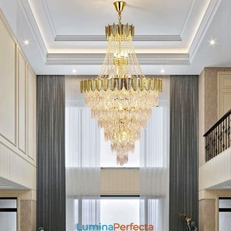 Plafoniera decorativă duplex, conică, de cristal Plafoniera decorativă duplex, conică, de cristal