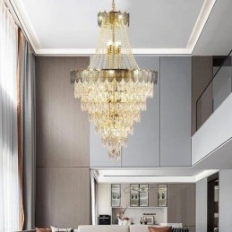 Plafoniera decorativă duplex, conică, de cristal