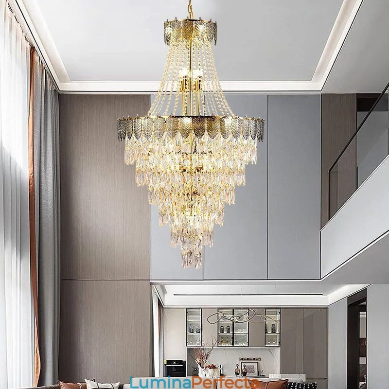 Plafoniera decorativă duplex, conică, de cristal