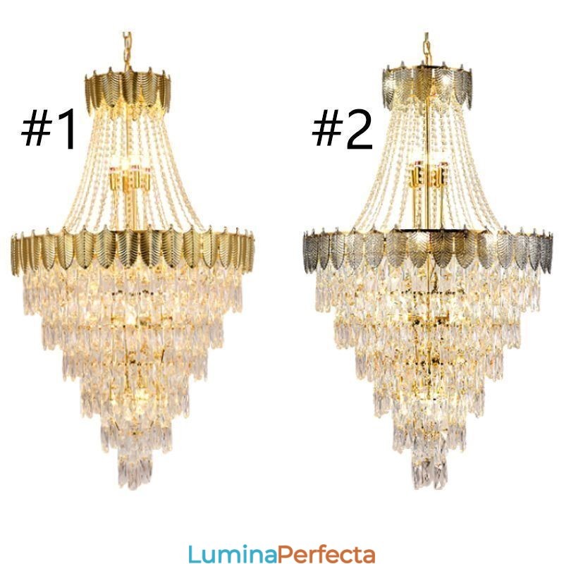 Plafoniera decorativă duplex, conică, de cristal