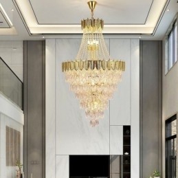 Plafoniera decorativă duplex, conică, de cristal