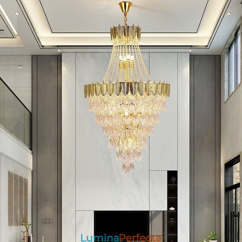 Plafoniera decorativă duplex, conică, de cristal