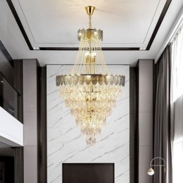 Plafoniera decorativă duplex, conică, de cristal