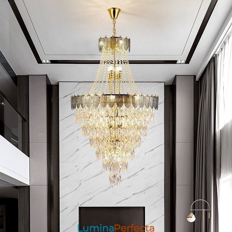 Plafoniera decorativă duplex, conică, de cristal