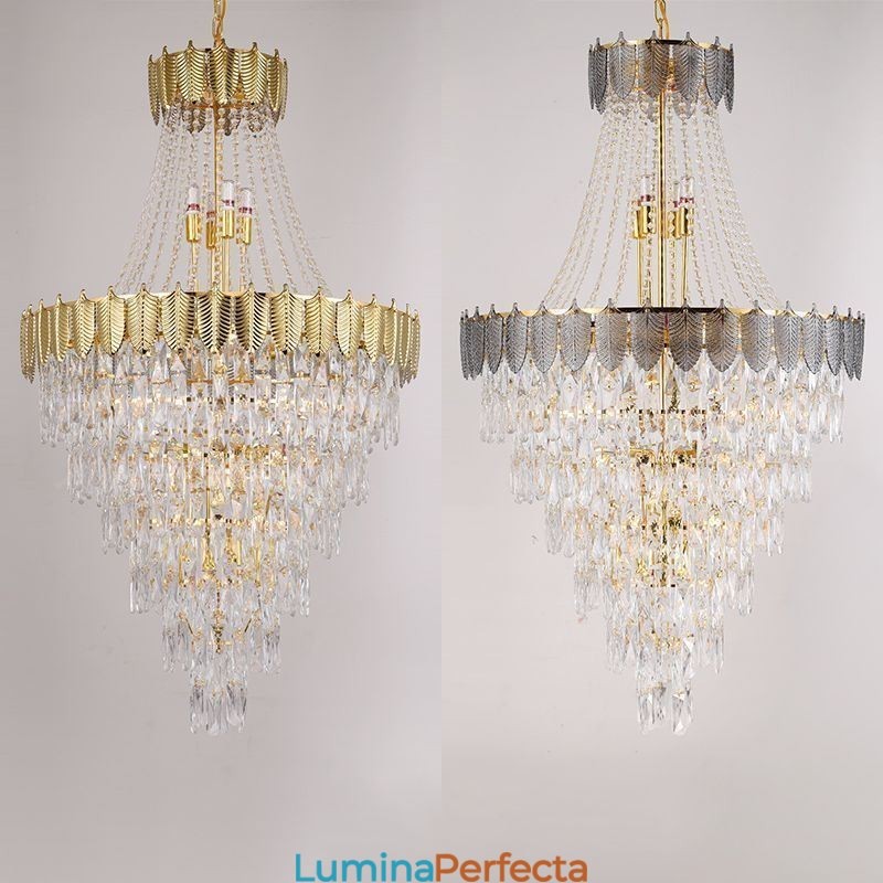 Plafoniera decorativă duplex, conică, de cristal
