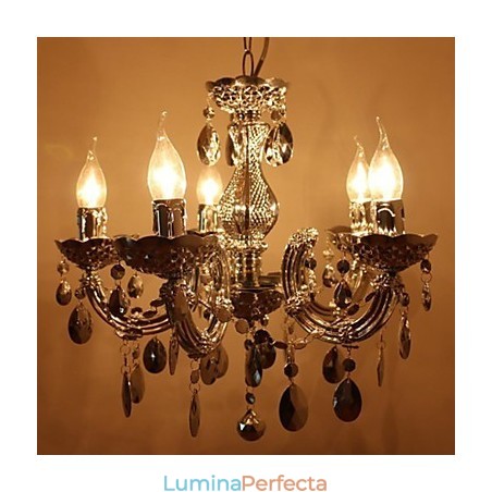Candelabru modern în stil cristal acrilic argintiu cu 5 lumini Candelabru modern în stil cristal acrilic argintiu cu 5 lumini