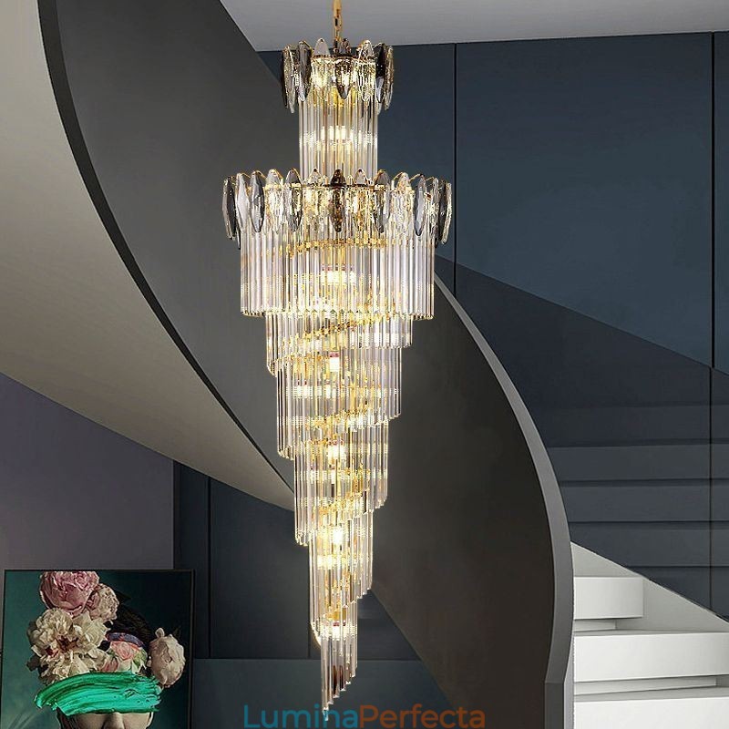 Plafoniera Decorativă Conică Duplex Crystal Pendant 70cm