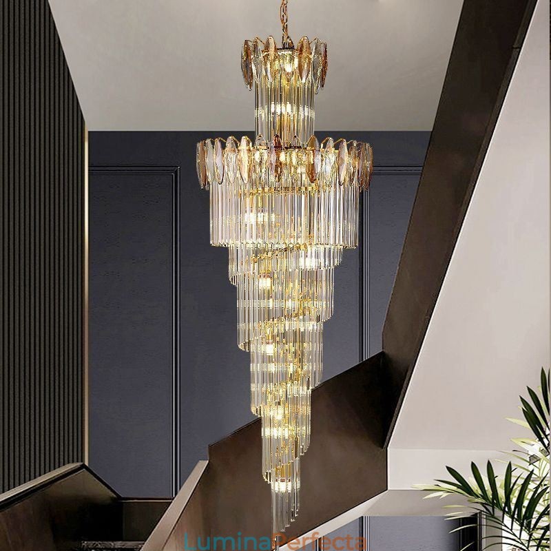 Plafoniera Decorativă Conică Duplex Crystal Pendant 70cm