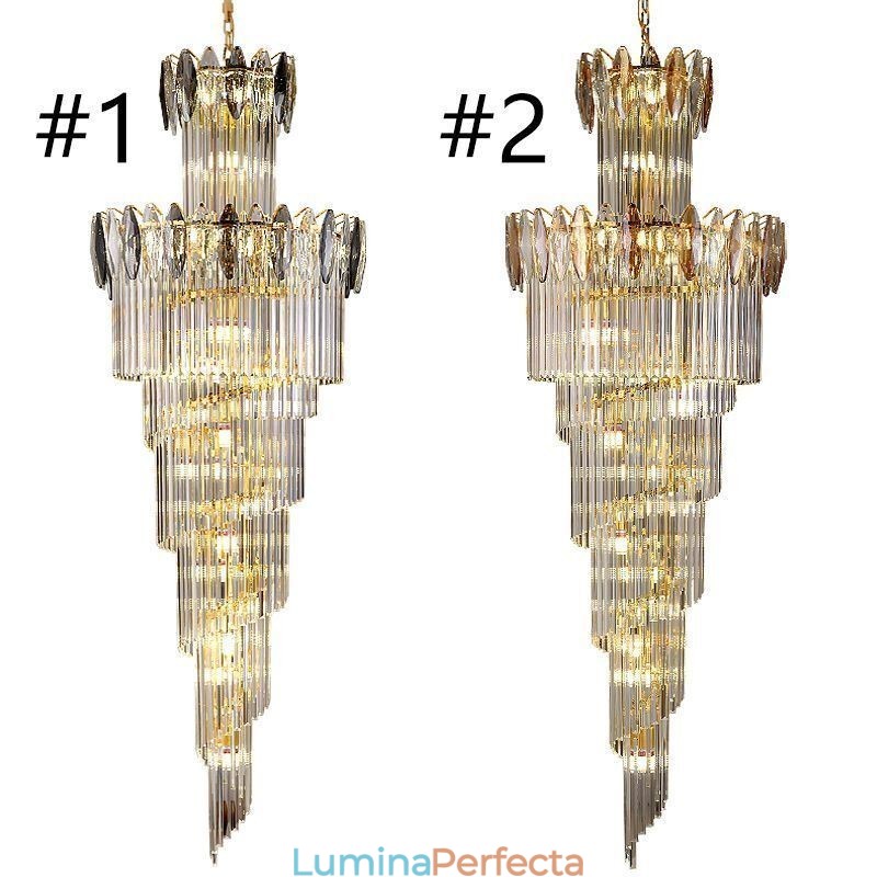Plafoniera Decorativă Conică Duplex Crystal Pendant 70cm