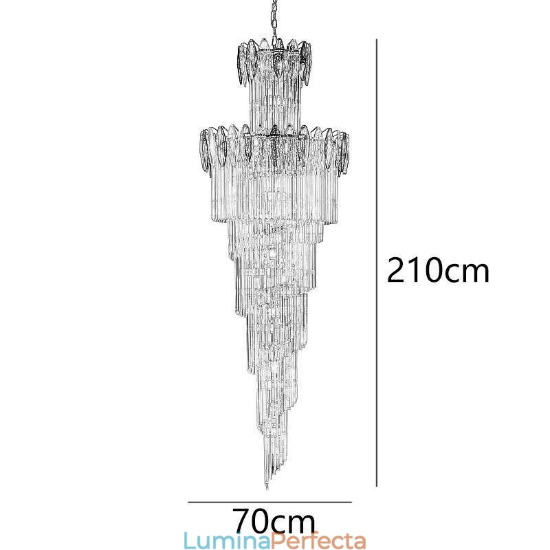 Plafoniera Decorativă Conică Duplex Crystal Pendant 70cm