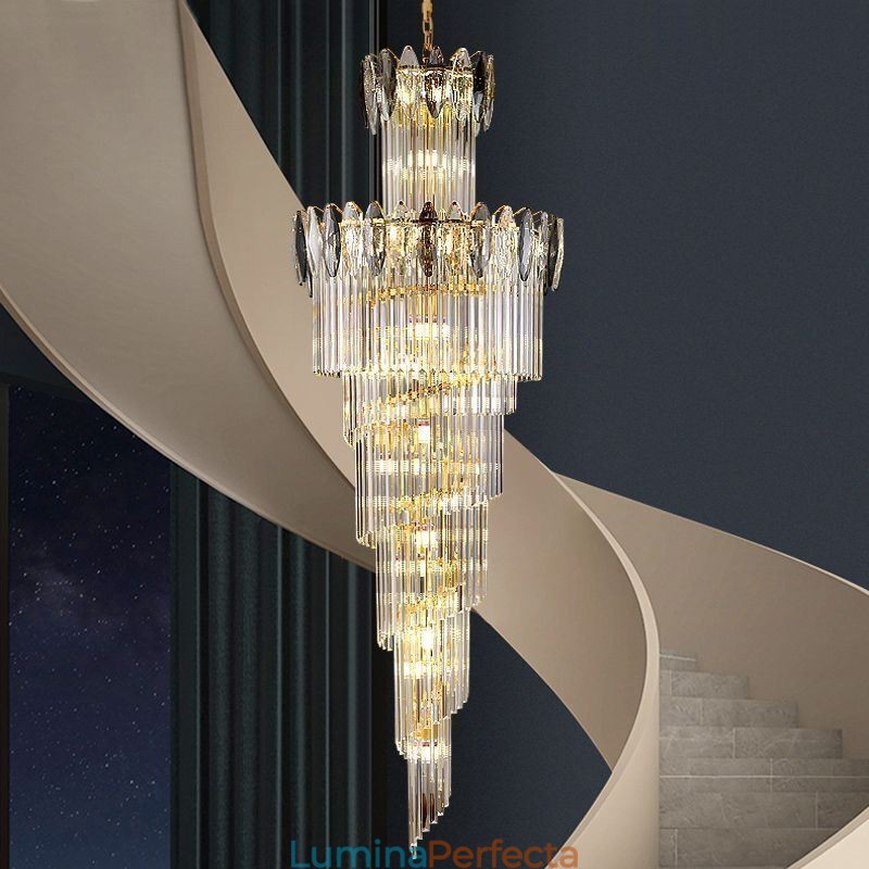Plafoniera Decorativă Conică Duplex Crystal Pendant 70cm