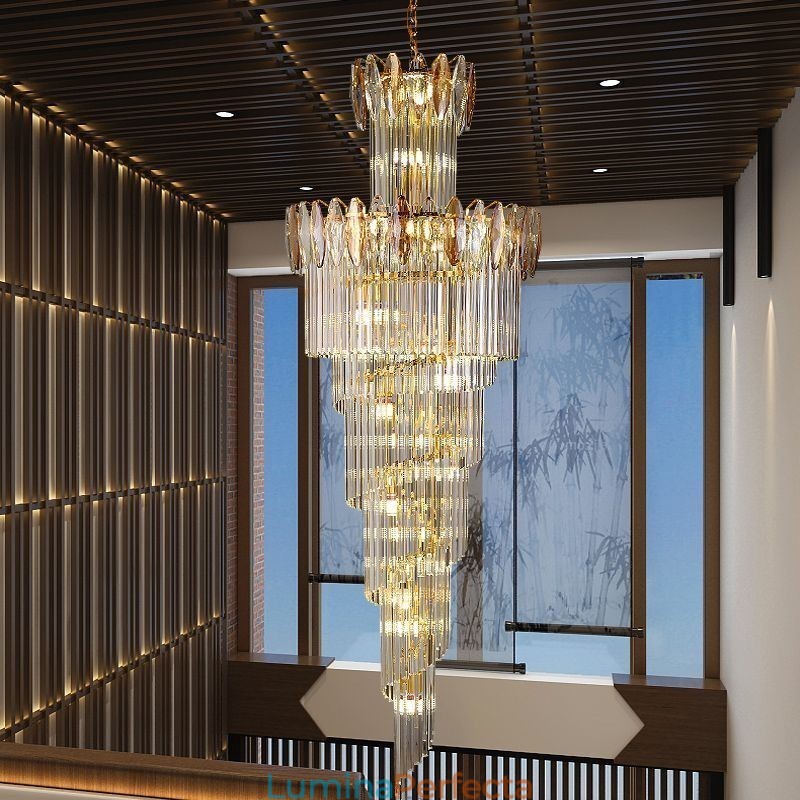 Plafoniera Decorativă Conică Duplex Crystal Pendant 70cm