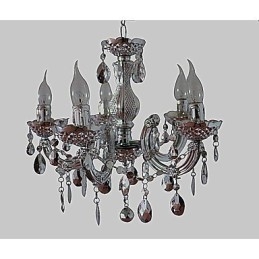 Candelabru modern în stil cristal acrilic argintiu cu 5 lumini