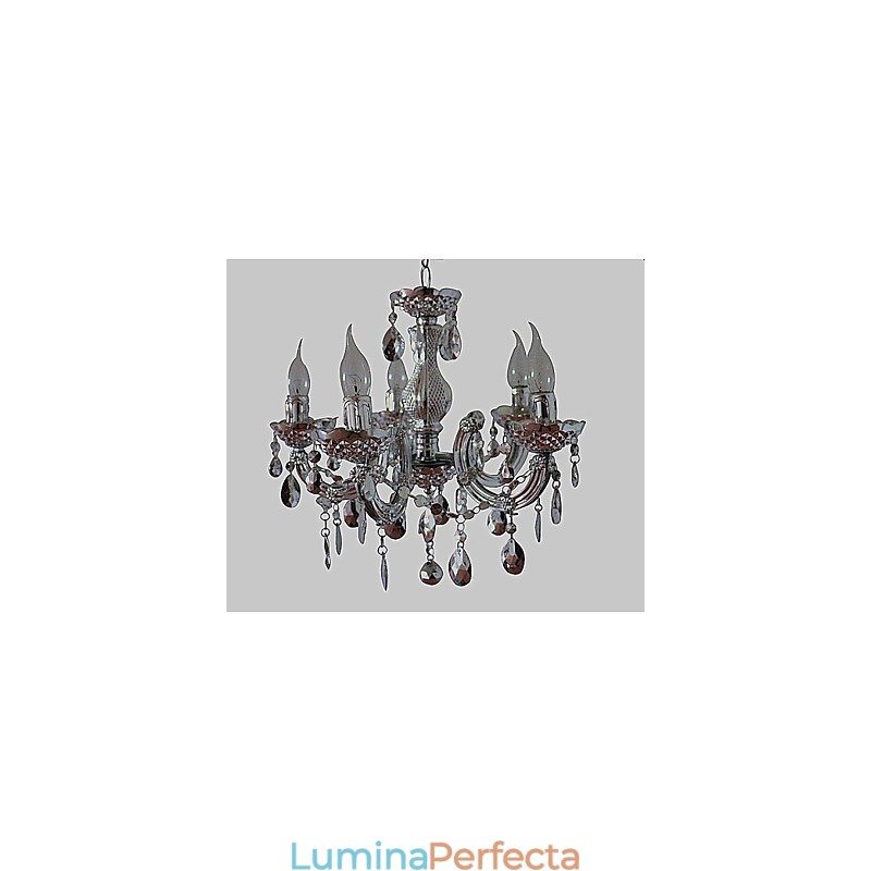 Candelabru modern în stil cristal acrilic argintiu cu 5 lumini
